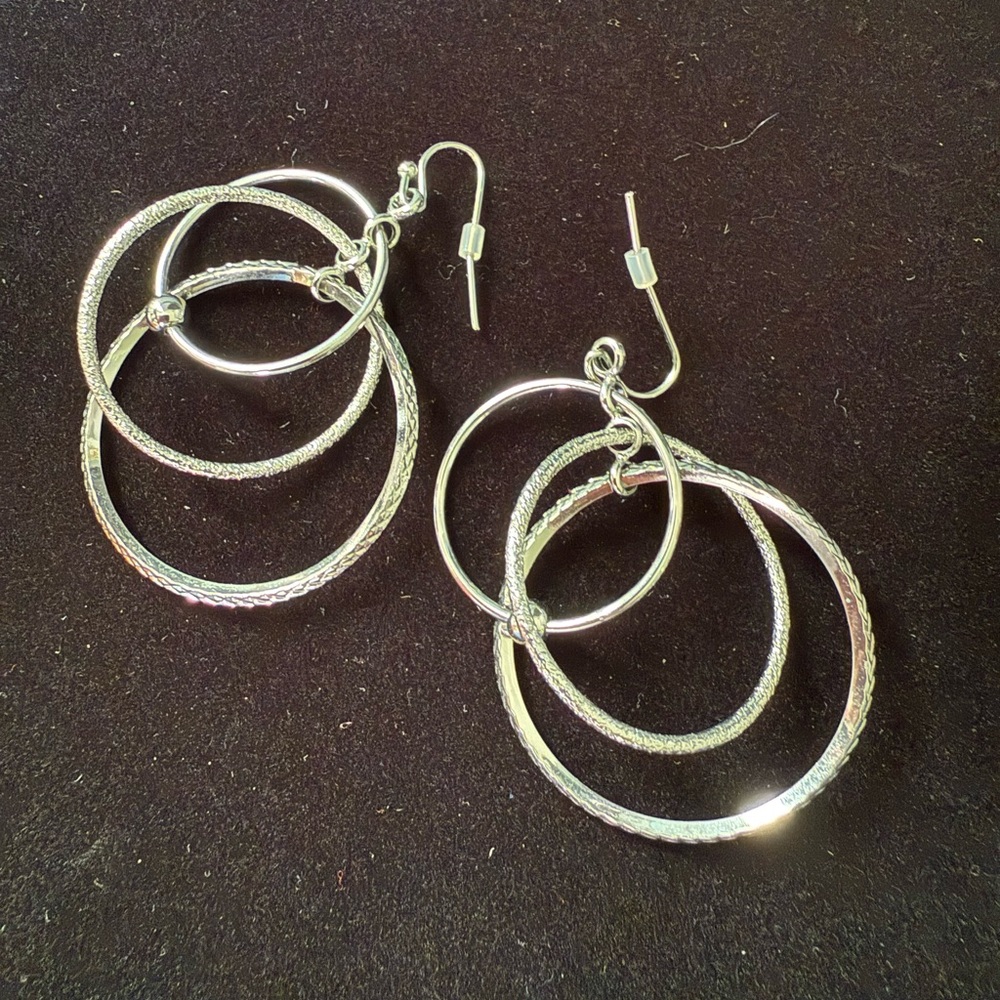 Whimsical Layered Silver Hoop Earrings